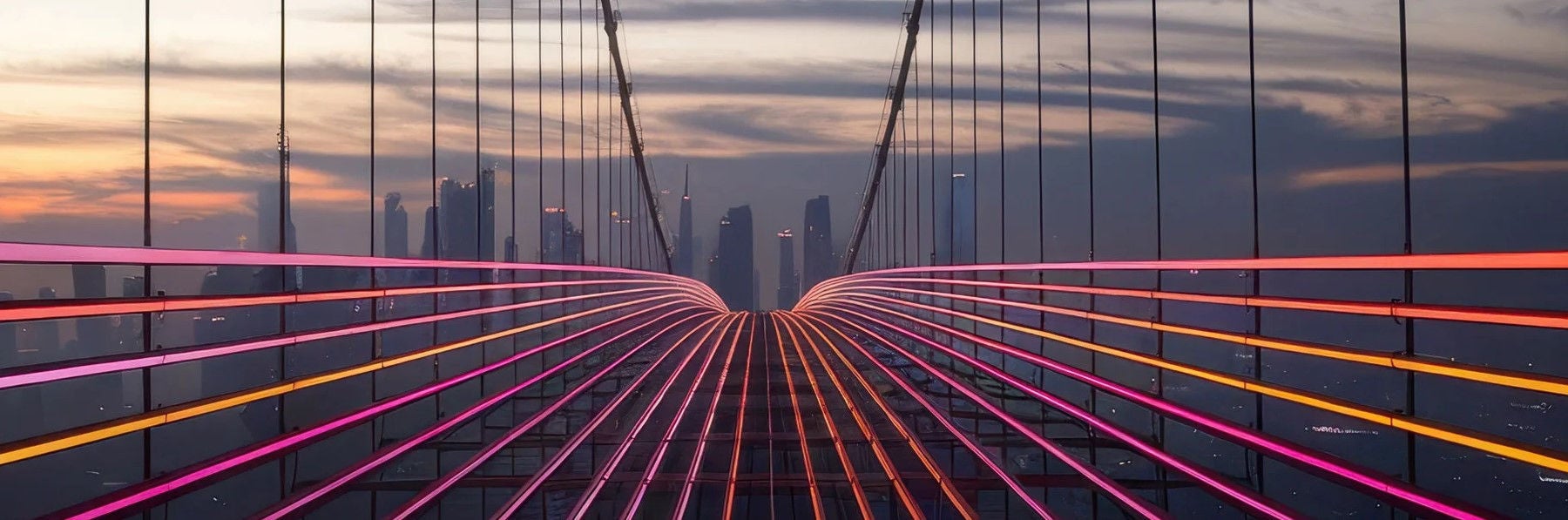 Featuring vibrant neon lights in shades of pink and orange